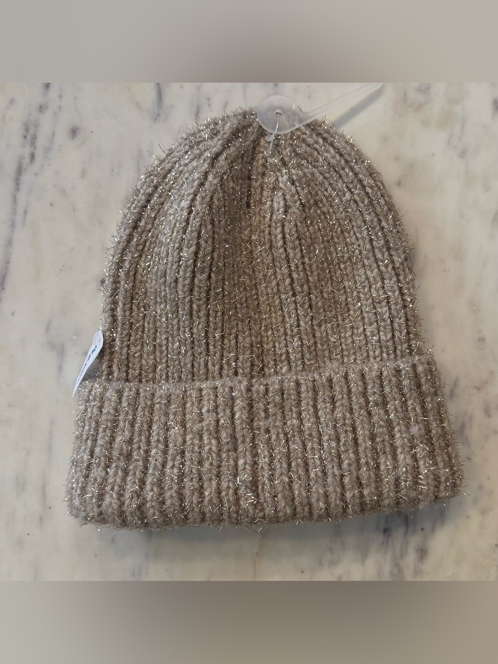 NWT Old Navy Tan Ribbed Tinsel Beanie - OS